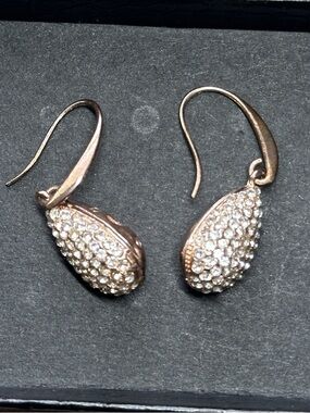 Pave Teardrop Crystal Dangle Earrings in Rose Gold